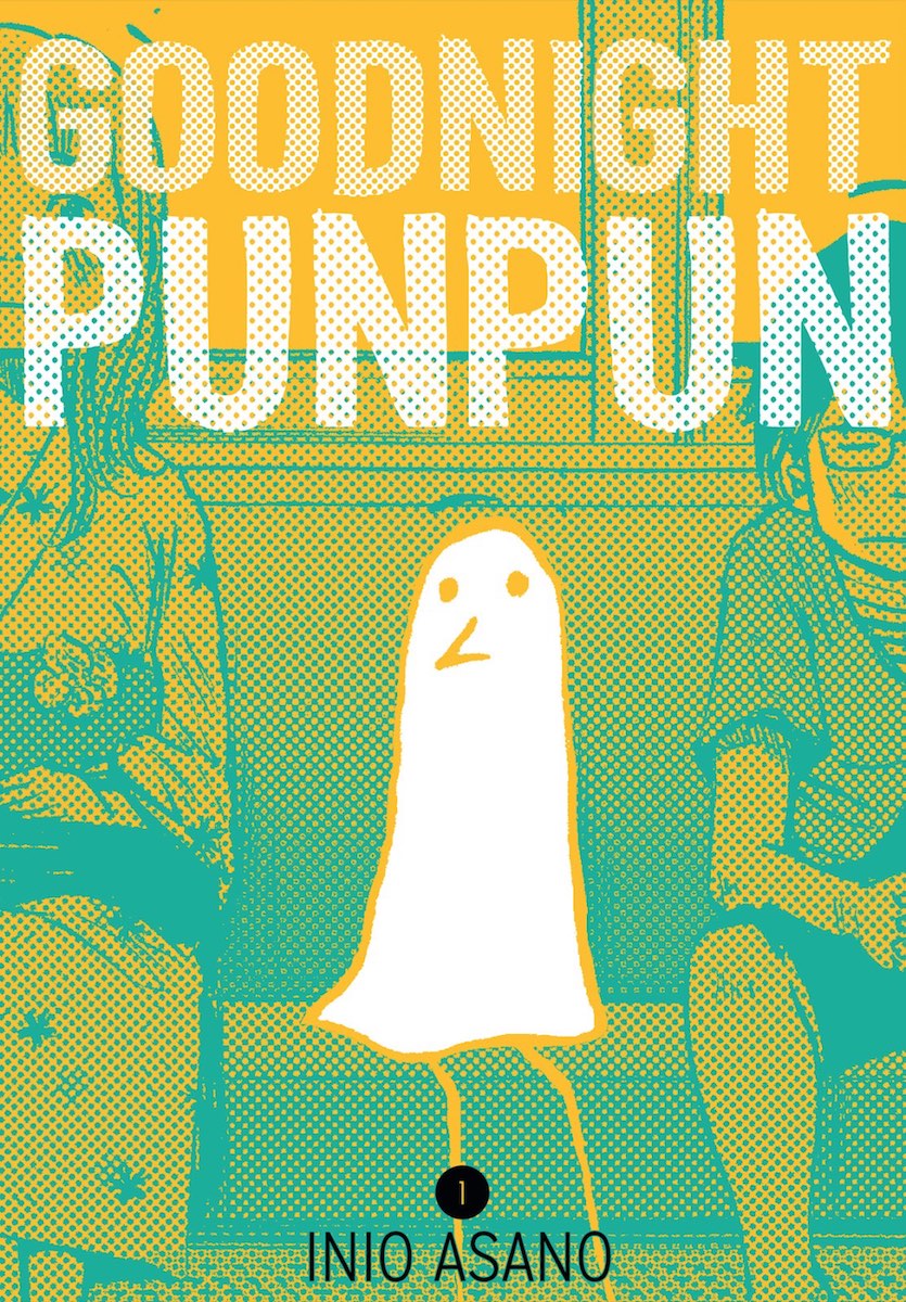 Cover art for Goodnight Punpun, featuring the birdlike Punpun sitting on a train