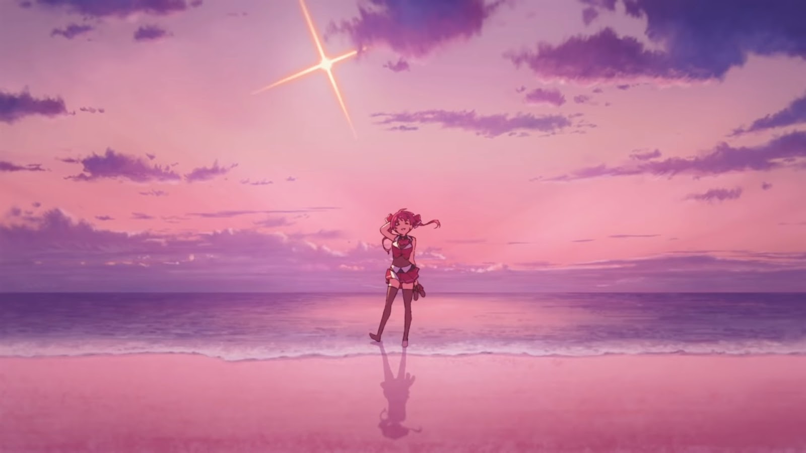 Marine standing on a beach at sunset with a star twinkling in the sky.
