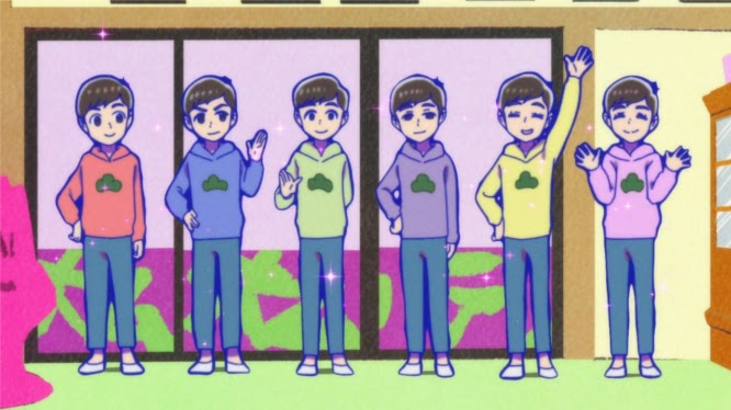 The Osomatsu sextuplets drawn with more conventional anime proportions than their normal cartoony designs.