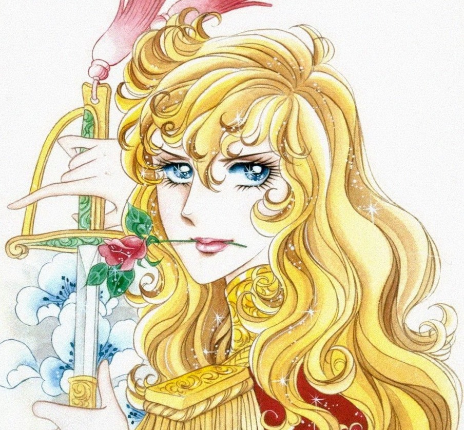 Oscar from Rose of Versailles unsheathing a sword