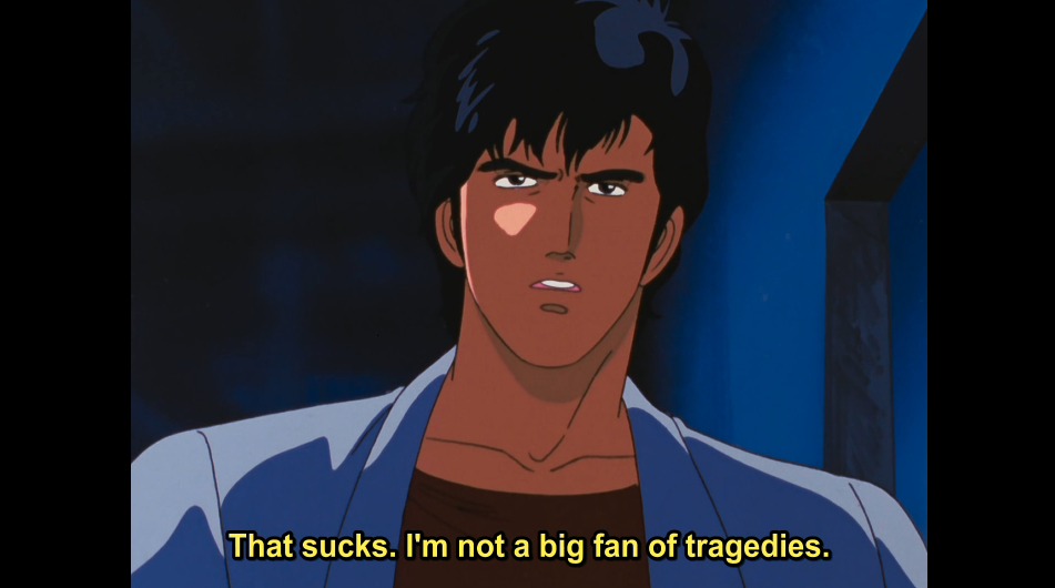 Ryo looking serious and saying “that sucks. I’m not a big fan of tragedies.”