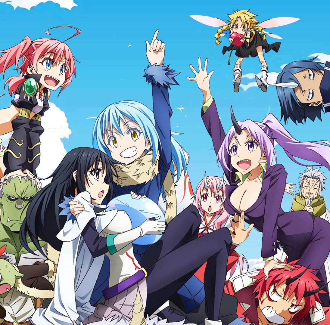 The cast of That Time I Got Reincarnated as a Slime, smiling.