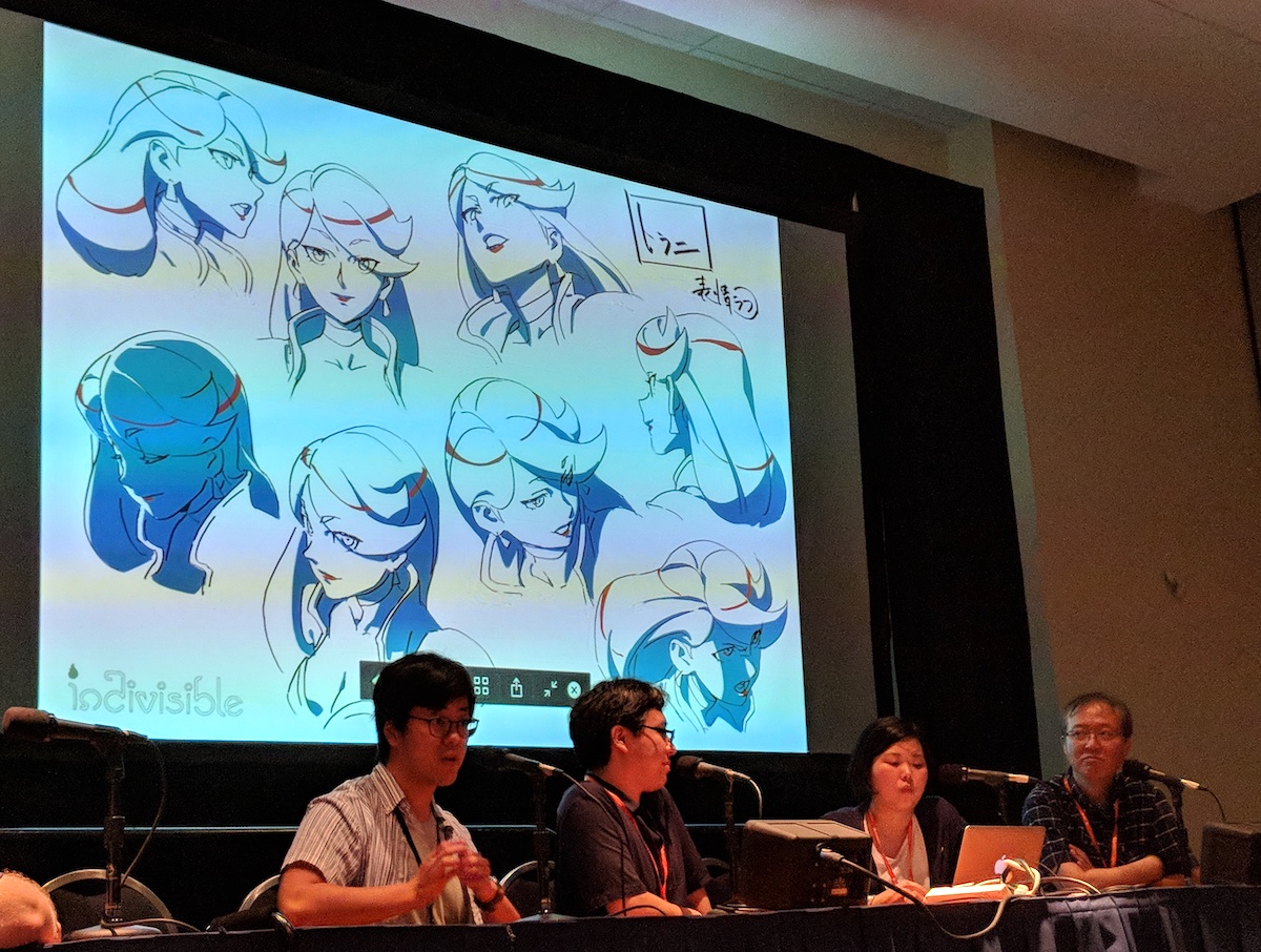 Little Witch Academia panel at Otakon 2018, featuring character designs from Indivisible