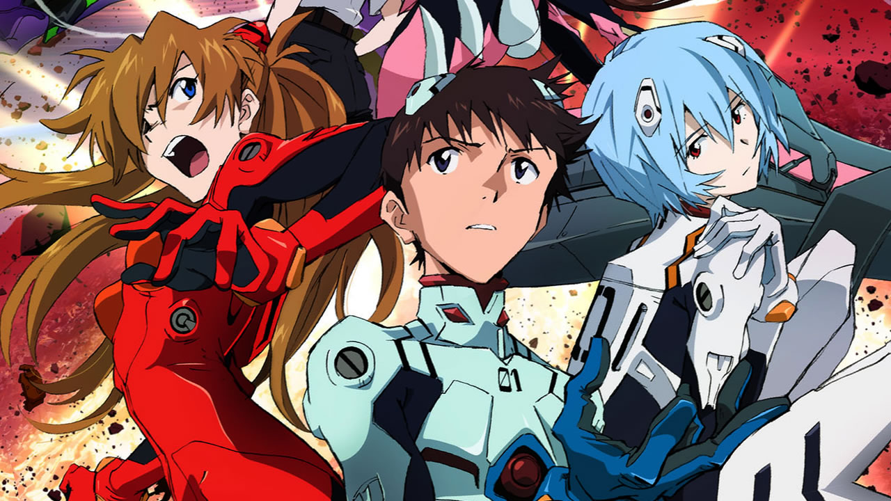 Asuka, Shinji, and Rei from Evangelion 3.0 + 1.0.